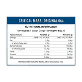 Nutrition Label of Applied Nutrition Critical Mass 6kg